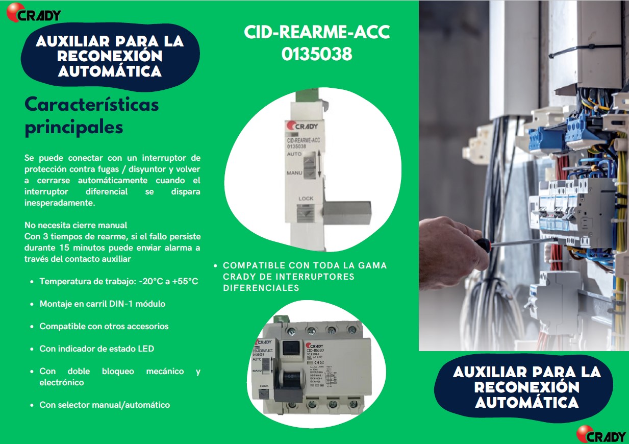 Folleto explicativo de nuestro accesorio para la reconexión automática de toda nuestra gama de interruptores diferenciales